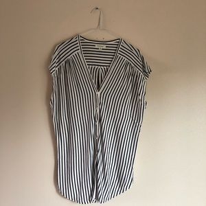 Max Studio Striped Button Top